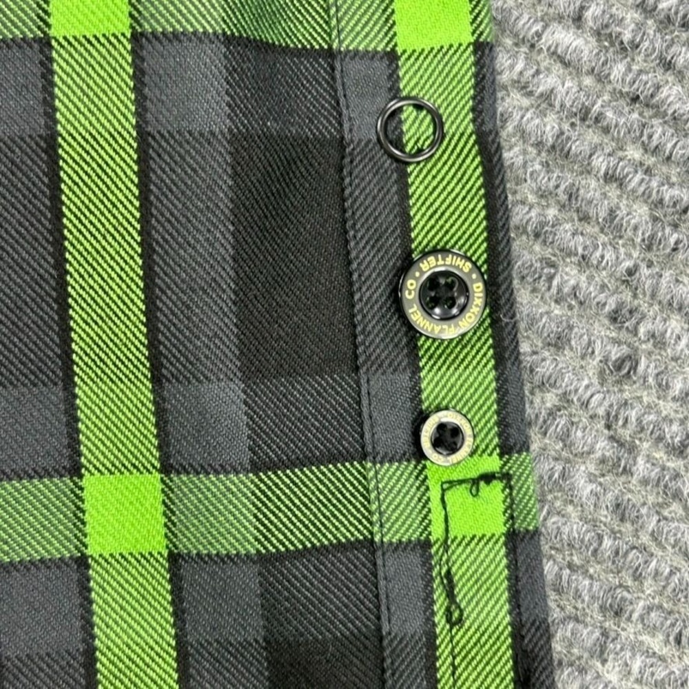 Dixxon Flannel Co Lime Green Black Plaid Button Down Shirt Womens Small Workwear - Picture 7 of 16